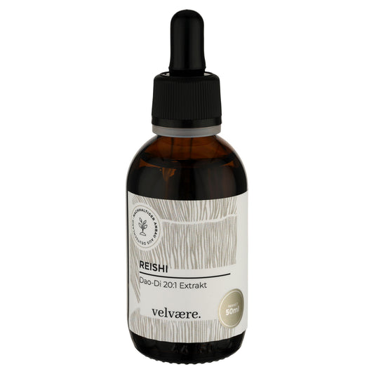 Reishi 20:1 Pilzextrakt von velvaere in brauner Glasflasche mit Pipette – Ganoderma lucidum Extrakt Tropfen